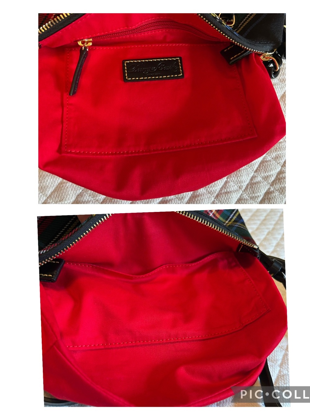 Dooney & Bourke Shoulder Bag in Plaid Fabric and Black Leather Accents - Picture 10 of 10